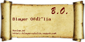 Blayer Ofélia névjegykártya